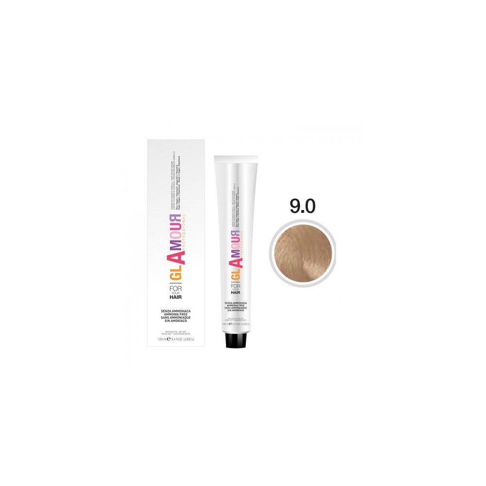 Glamour Ammonia Free Hair Color Cream Crema Colorante Per Capelli N. 9.0 Biondo Chiarissimo 