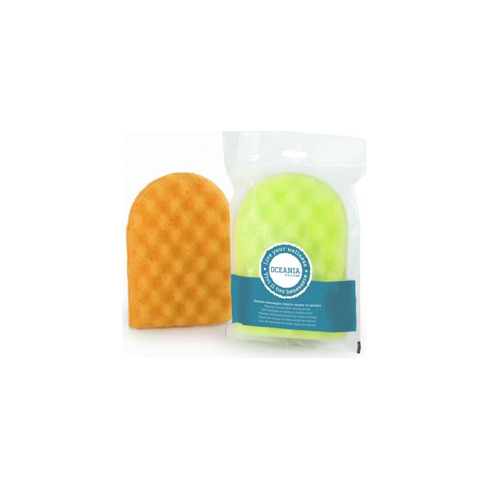 Oceania Guanto Colorato Per Massaggio In Spugna Doppia Azione Scrub E Peeling+Relax 
