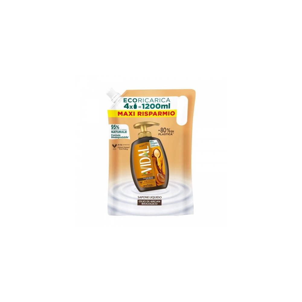 Vidal Argan Oil Sapone Liquido Olio Di Argan Biologico Ricarica Da 1,2 L 