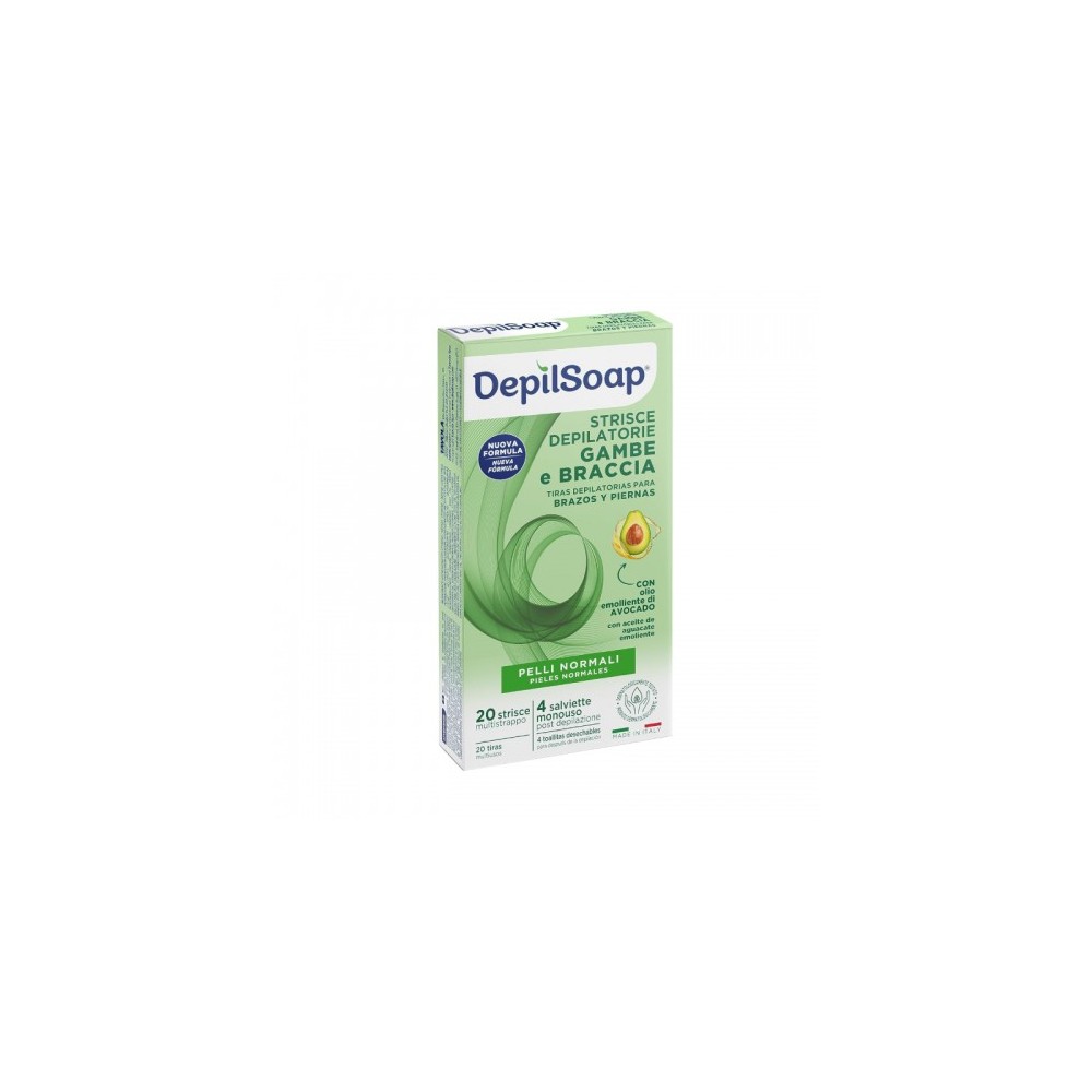 Depilsoap 20 Strisce Depilatorie Gambe E Braccia Per Pelli Normali 