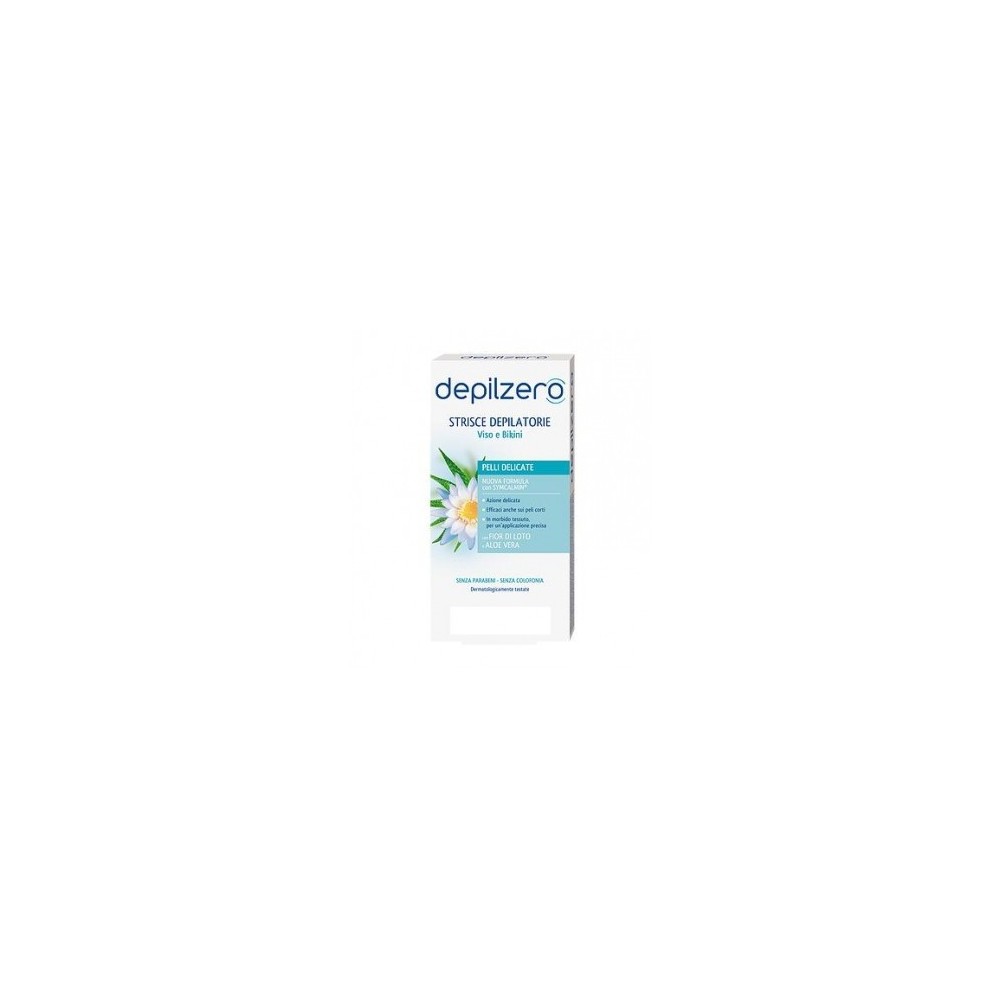 Depilzero Strisce Depilatorie Viso E Bikini Delicate 24 Strisce + Salviette Post Depilatorie 