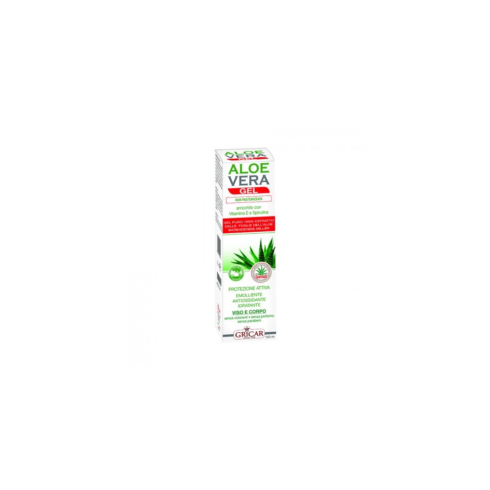 Gricar Chemical Aloe Vera Gel Emolliente Antiossidante E Idratante Per Viso E Corpo 100 Ml 