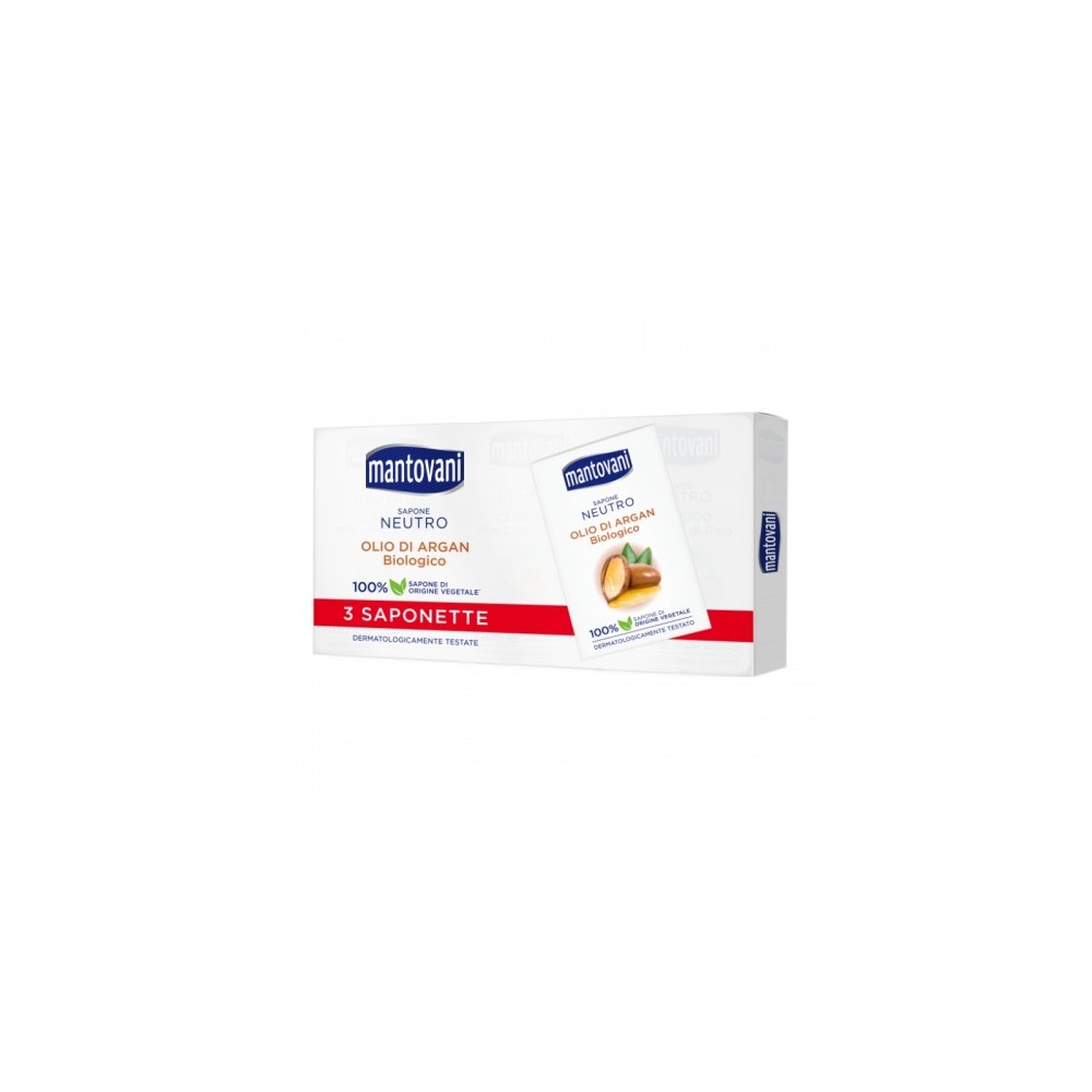Mantovani Sapone Neutro Con Olio Di Argan Bio 3 Saponette Da 90 G 
