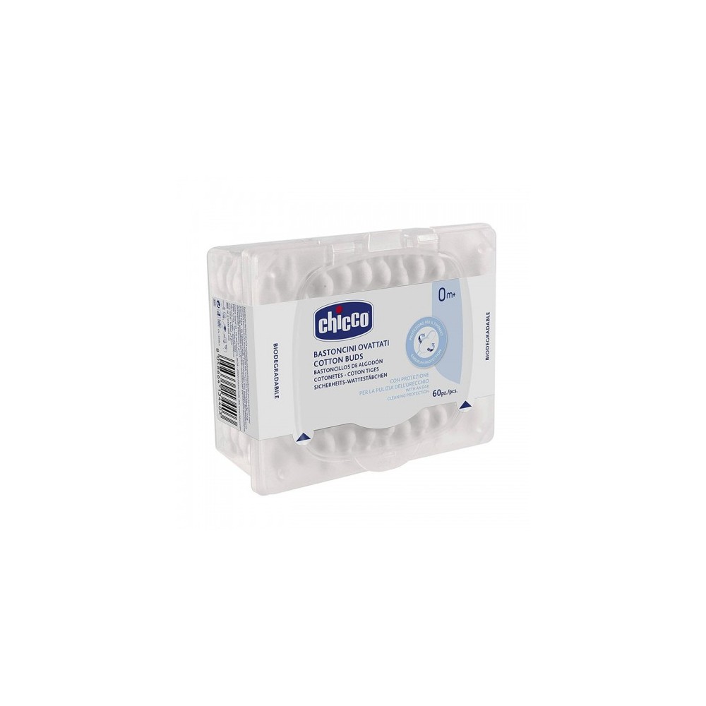 Chicco Cotton Buds 60 Bastoncini Ovattati Per La Pulizia Le Orecchie 