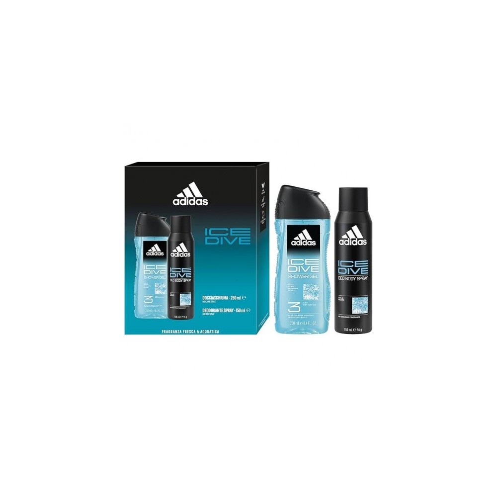 Adidas Cofanetto Ice Dive Deodorante 150 Ml + Gel Doccia 250 Ml 