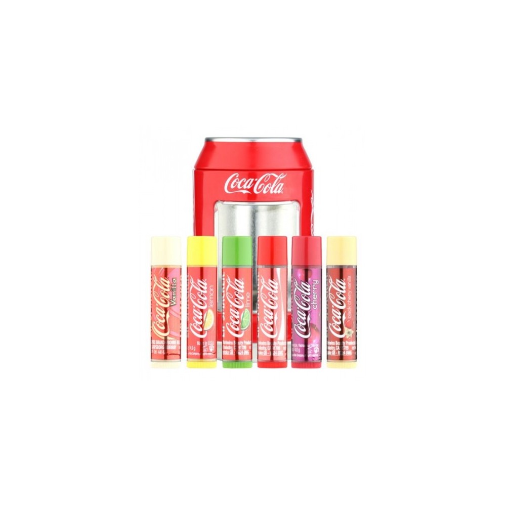 Lip Smacker Cofanetto A Forma Di Lattina In Metallo Con 6 Balsami Per Labbra Coca-Cola Profumi Assortiti 