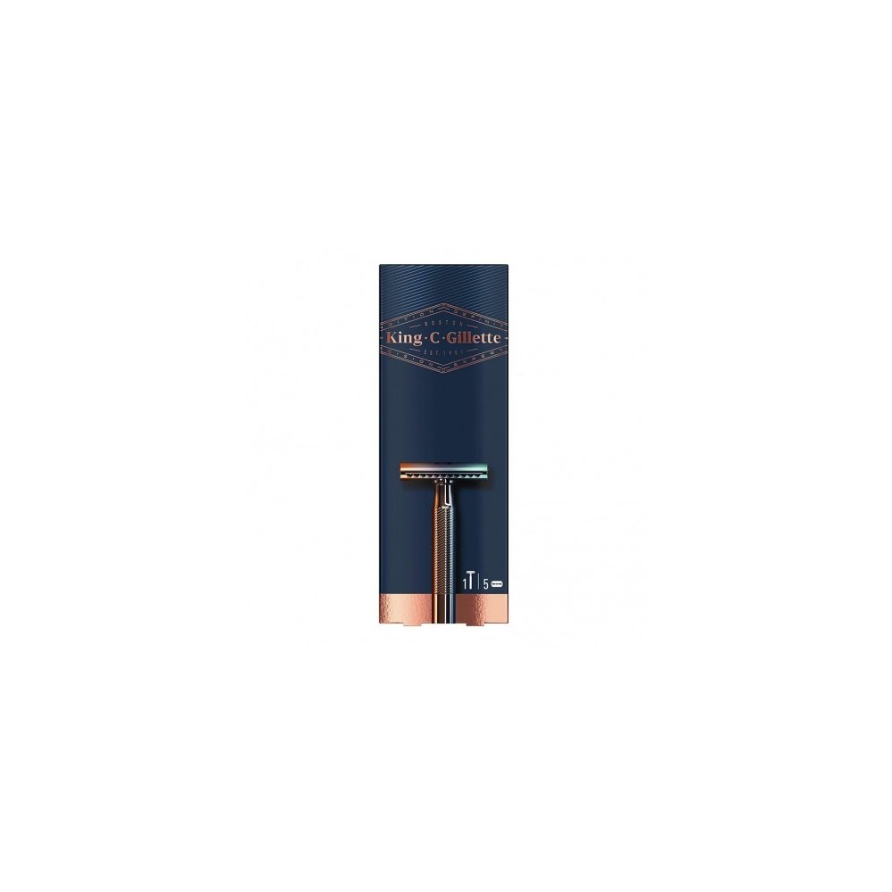 Gillette King C. Gillette Rasoio Di Sicurezza + 5 Lamette Di Ricambio 