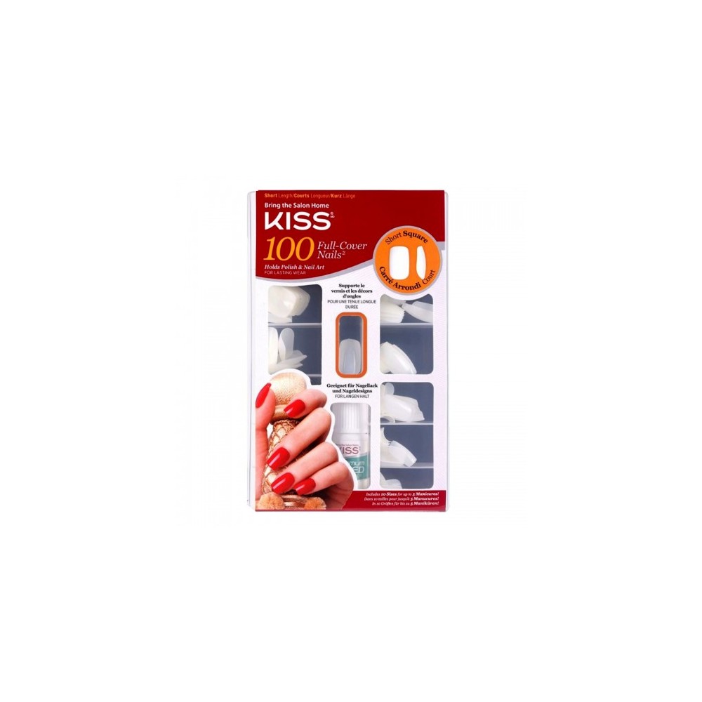 Kiss Full-Cover 100 Unghie Artificiali Short Square 