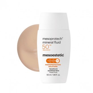 Mesoestetic Mesoprotech Mineral Fluid SPF50 Protezione Solare Viso Colorata Per Pelli Sensibili 50 Ml