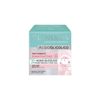 Clinians Acido Glicolico Trattamento Rinnovatore SPF20 Crema Viso Anti-Età 50 ml