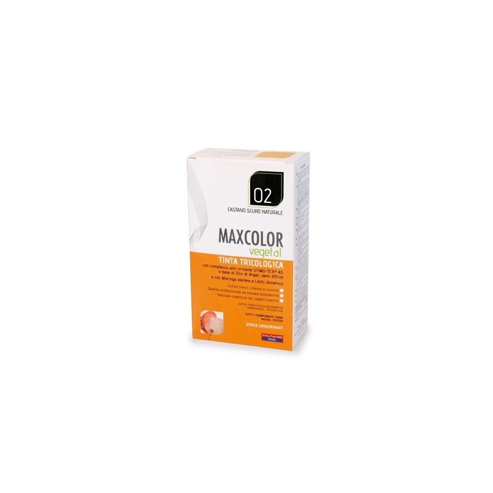 Vital Factors Max Color Vegetal Tinta Per Capelli Tricologica 02 Castano Scuro Naturale 140 Ml 