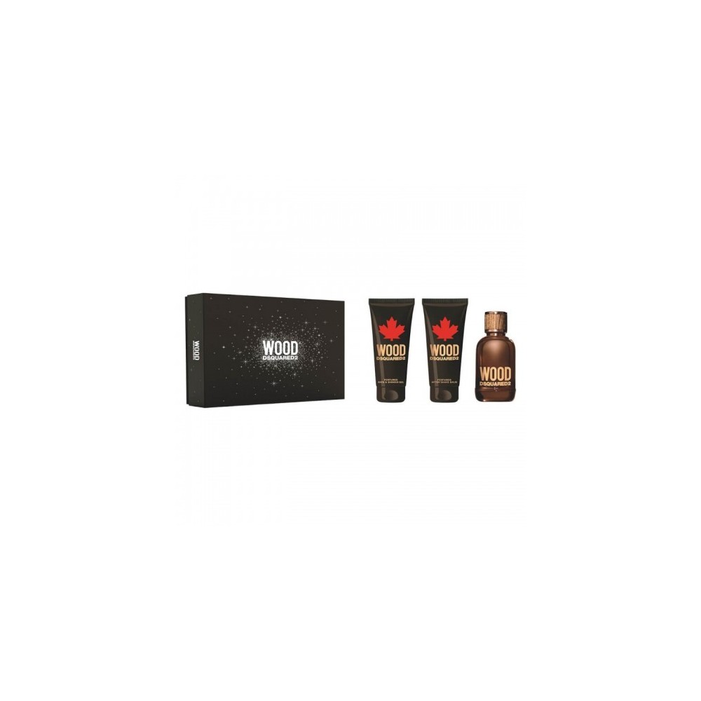 Dsquared2 Cofanetto Wood Pour Homme EdT 100 Ml + Gel Doccia 100 Ml + Balsamo Dopobarba 100 Ml 