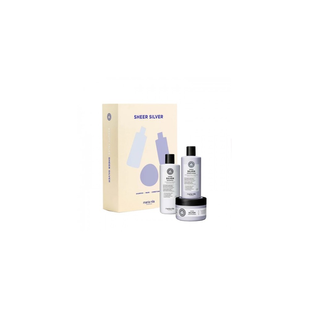 Maria Nila Cofanetto Sheer Silver Shampoo 350 Ml + Balsamo 300 Ml + Maschera 250 Ml 