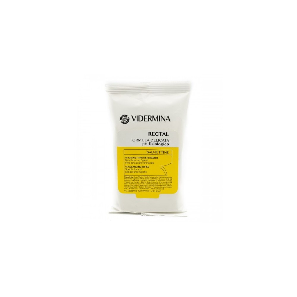 Vidermina Rectal Formula Delicata PH Fisiologico 15 Salviette Detergenti 