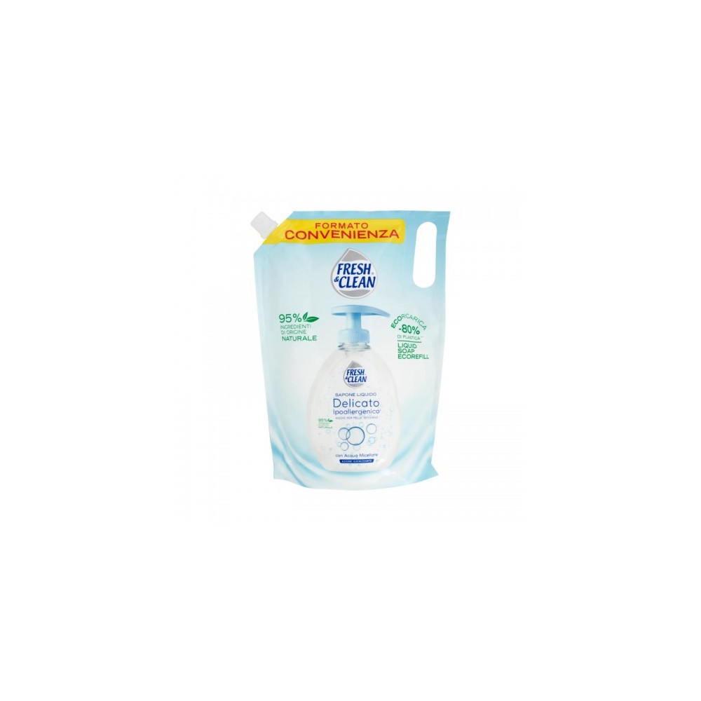 Fresh & Clean Delicato Sapone Liquido Con Acqua Micellare Eco Ricarica 1 L 