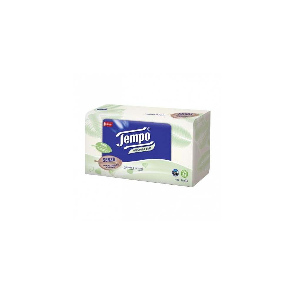 Tempo Natural & Soft Box Da 70 Fazzoletti Di Carta Naturali E Morbidi 