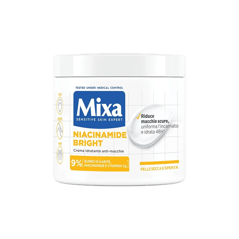 Mixa Niacinamide Bright Crema Idratante Anti-Macchie Viso Corpo Mani 400 ml 