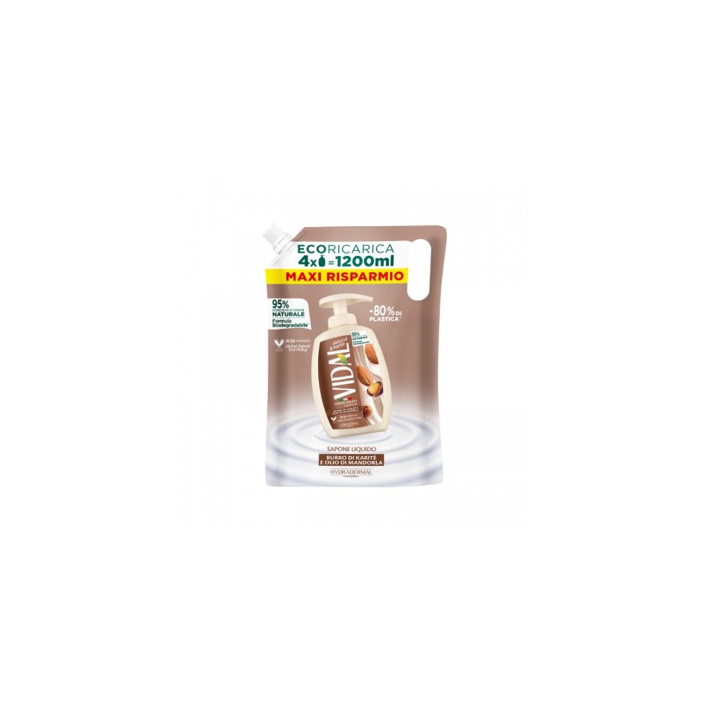 Vidal Almond & Karitè Sapone Liquido Burro Di Karitè E Olio Di Mandorla Ricarica Da 1200 Ml 