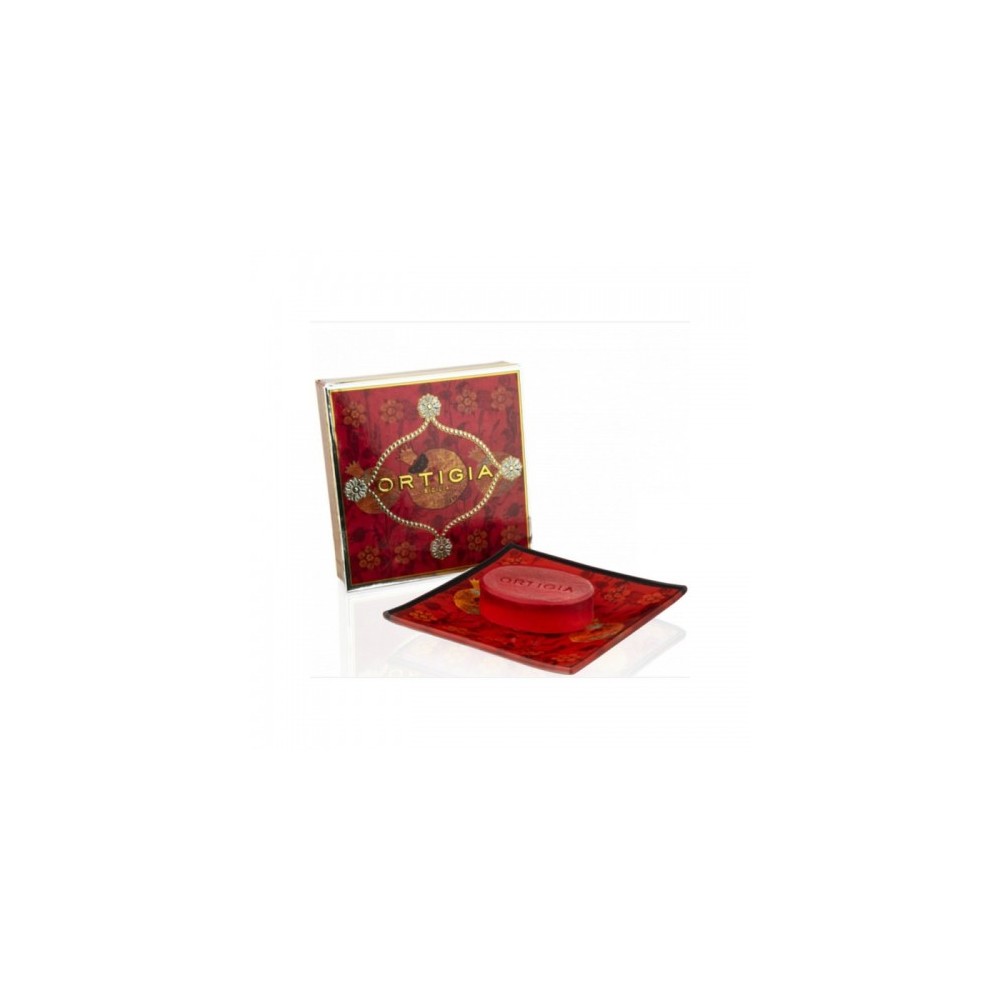 Ortigia Melograno Piattino Vetro Con Sapone 40 G 