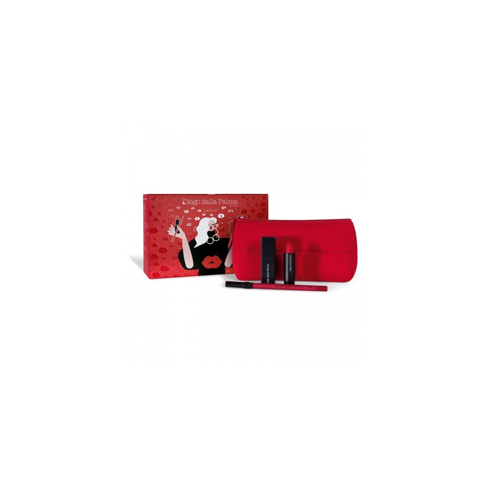 Diego Dalla Palma Lips Kit - Rossetto Lumi Matt n. 37 + Matita Stay On Me N. 166 + Pochette 