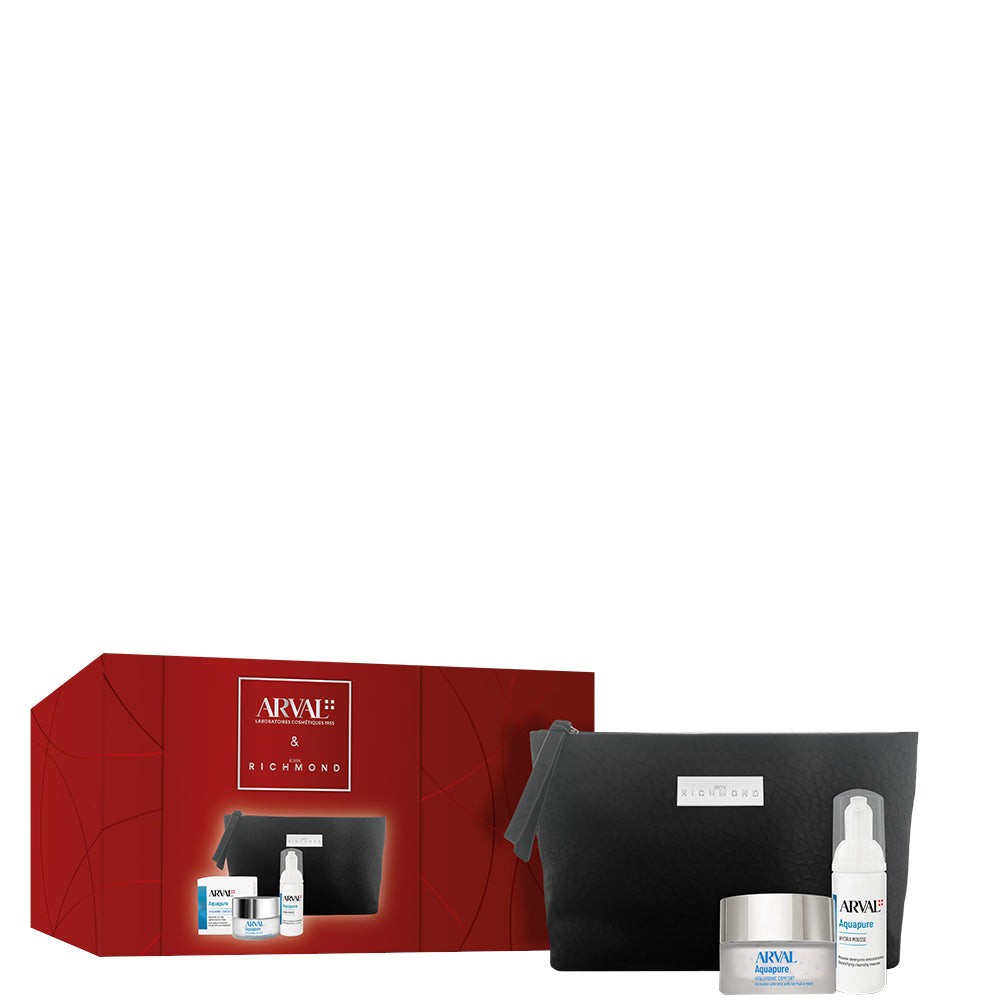 Arval Cofanetto Aquapure - Crema Viso 50 ml + Mousse Detergente 50 ml + Beauty Bag Richmond 
