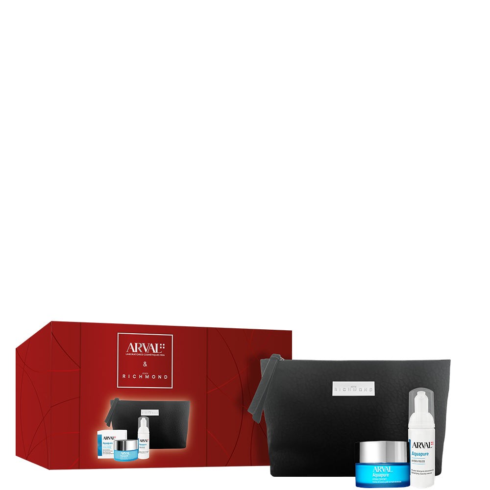 Arval Cofanetto Aquapure - Hydra Comfort Pelli Normali - Crema Viso 50 Ml + Mousse Detergente Detossinante 50 Ml 