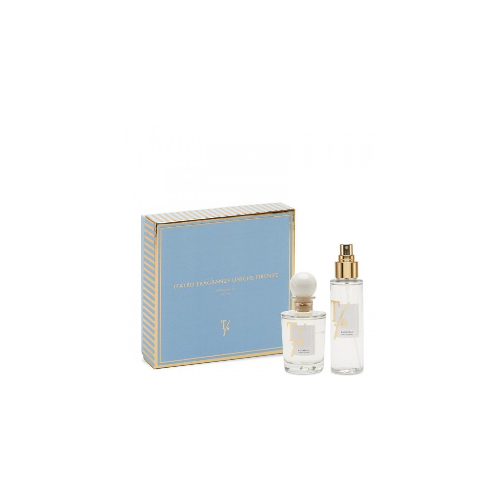 Teatro Fragranze Uniche Batuffolo Gift Box - Diffusore Ambiente Con Bastoncini 100 Ml + Profumatore Spray Per Tessuti 100 Ml 