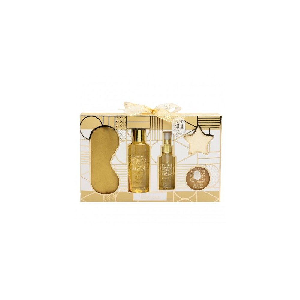 Idc Institute Scented Bath Gold - Gel doccia 100 ML + Body Mist 50 Ml + Body Scrub 30 Ml + Maschera Occhi + Bomba da Bagno 