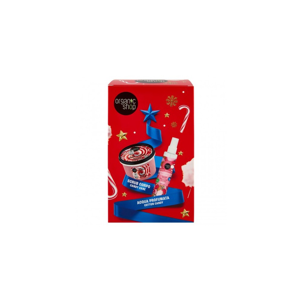 Organic Shop Cofanetto Delizie Dolci - Scrub Corpo Candy Cane 250 ml + Acqua Profumata Cotton Candy 100 ml 