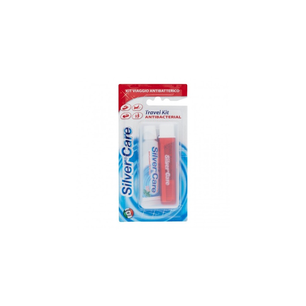 Silver Care Kit Viaggio Antibatterico - Spazzolino antibatterico + Dentifricio Gel Azione Combinata 