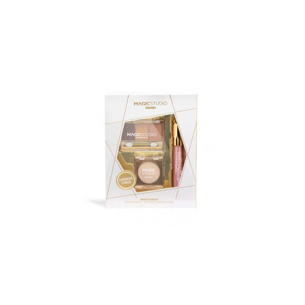 Magic Studio Diamond Complete Glow Set - Palette Ombretti + Illuminante + Lip Gloss 