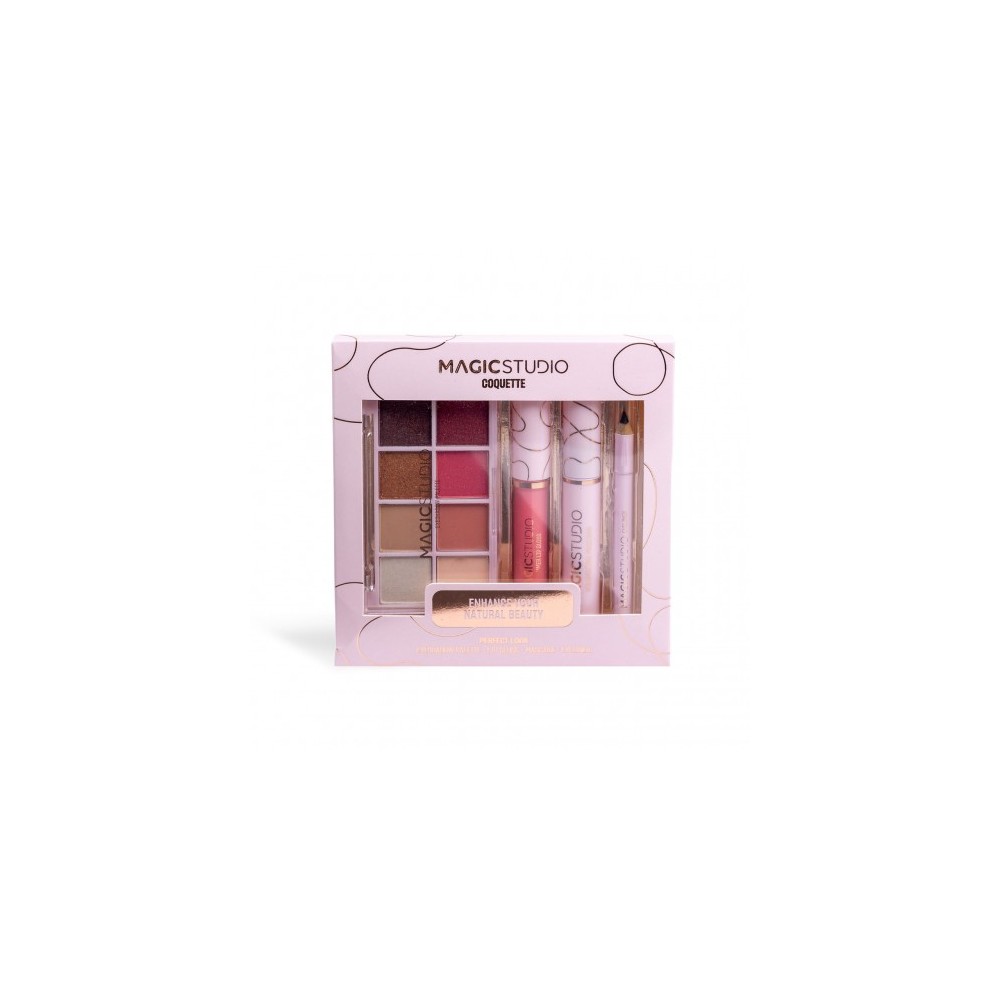 Magic Studio Coquette Makeup - Eyeshadow Palette + Lip Gloss + Mascara + Eyeliner 