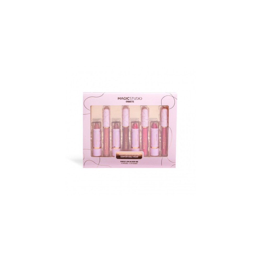 Magic Studio Cofanetto Labbra - 4 rossetti + 4 lip Gloss 