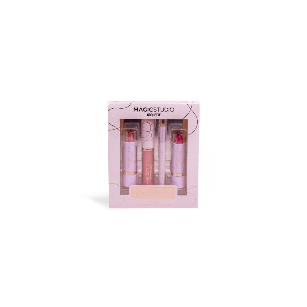 Magic Studio Coquette - 2 rossetti + Lip Liner + Lip Gloss 