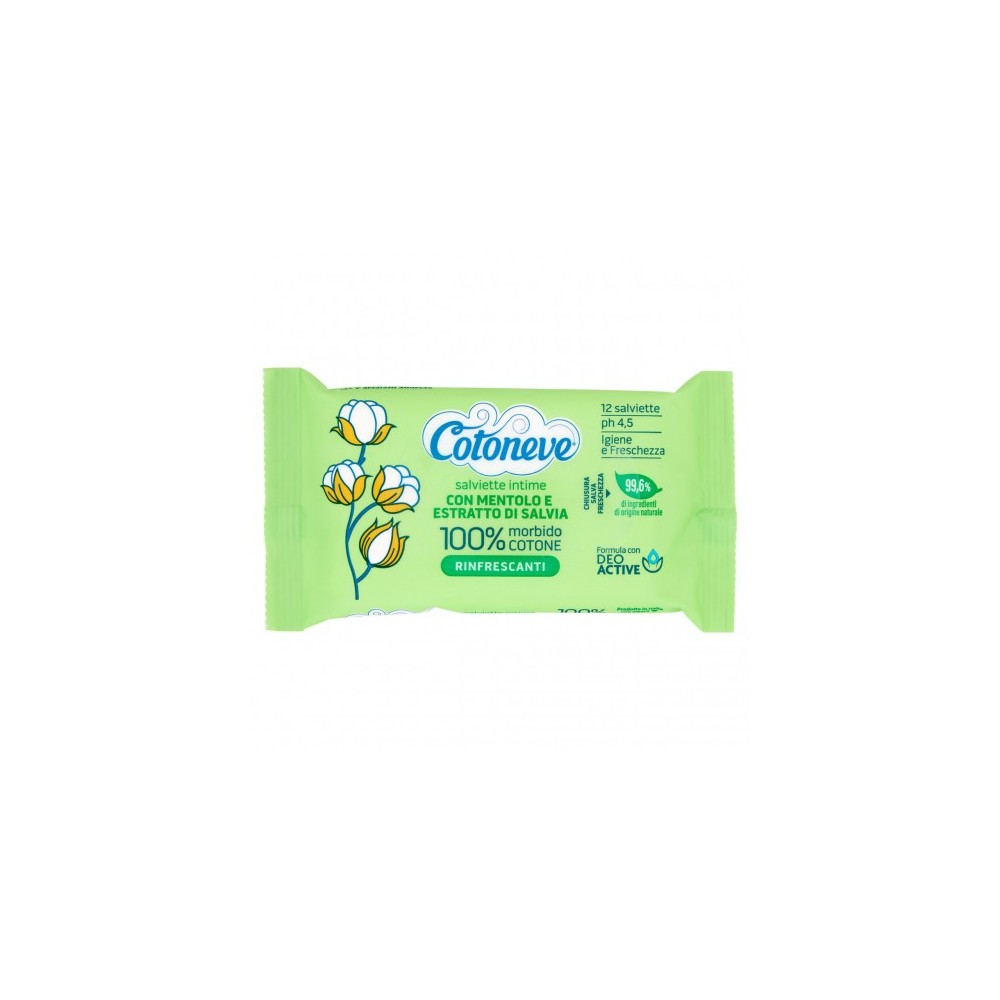 Cotoneve 12 Salviette Intime con Mentolo e Estratto di Salvia 