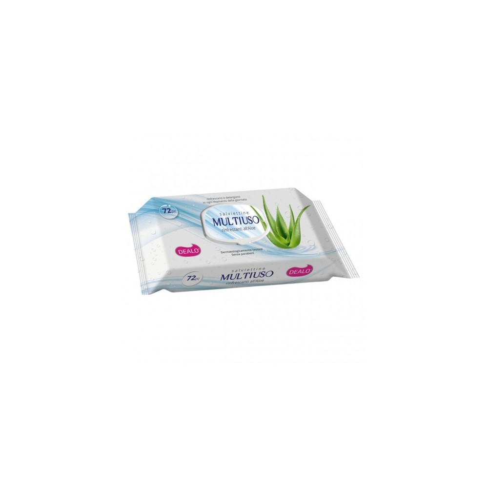 Dealo 72 Salviettine Multiuso Rinfrescanti all'Aloe 