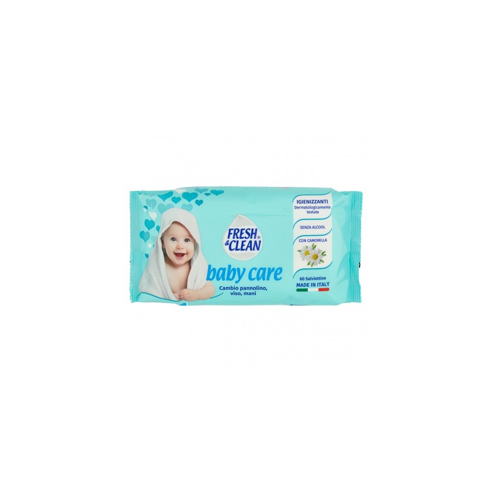 Fresh & Clean Baby Care - 60 Salviettine Igienizzanti per il cambio 