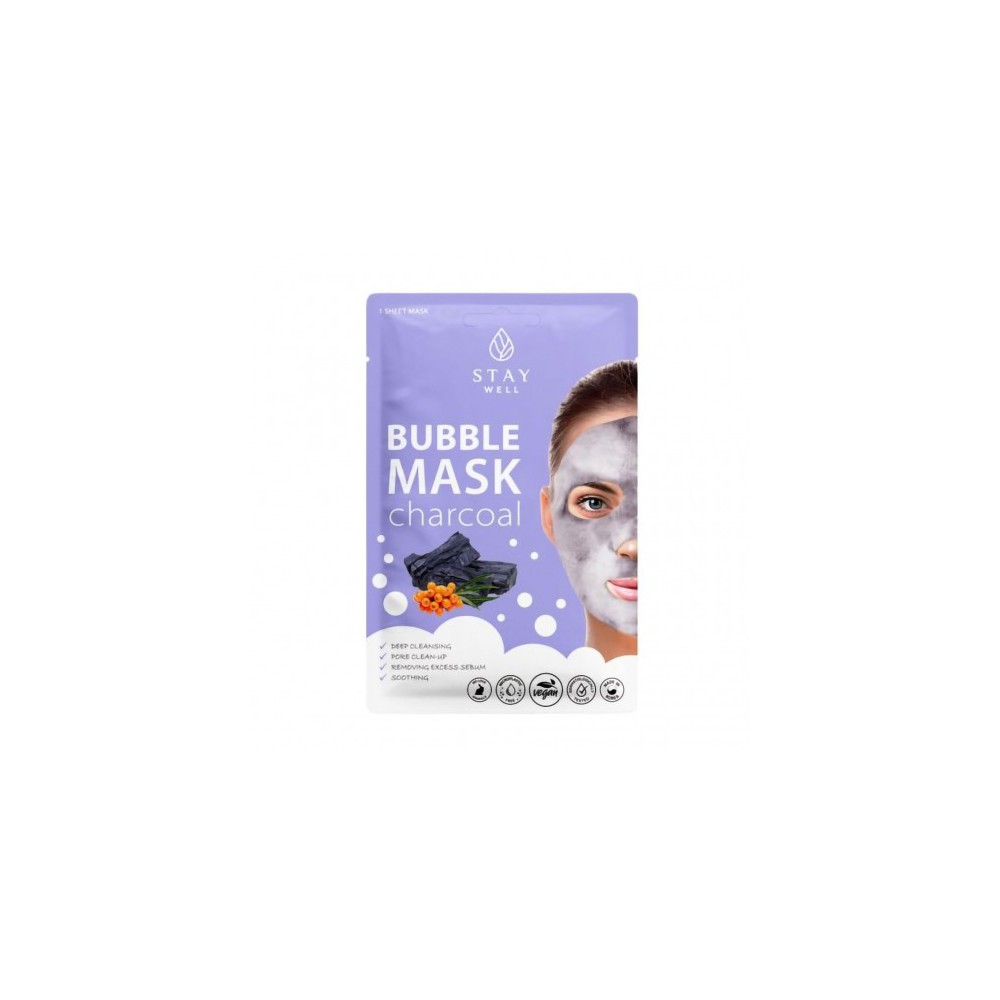 Stay Well Bubble Mask Charcoal - Maschera Purificante Detossinante Al Carbone 