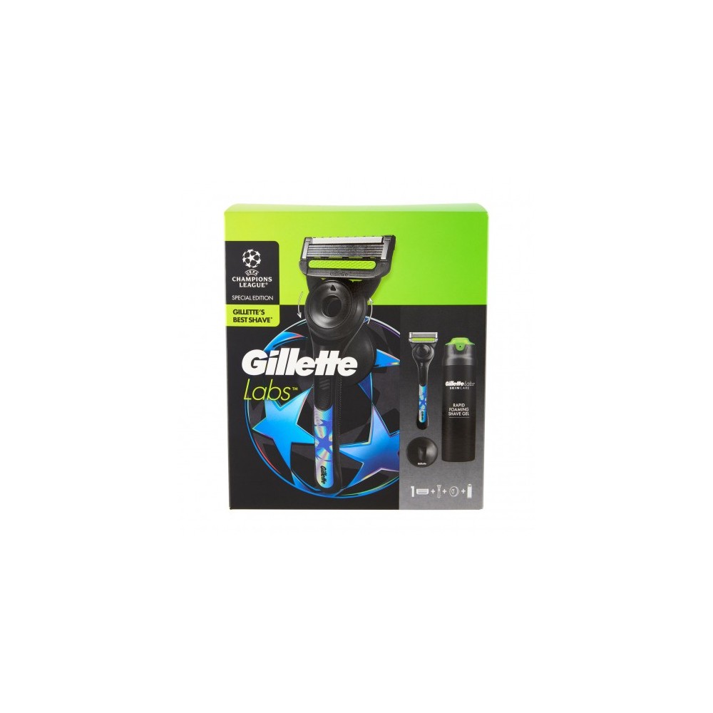 Gillette Labs Uefa Champions League Special Edition - Kit Rasatura Con 1 Lametta + Manico + Gancio + Gel Da Barba 198 Ml 