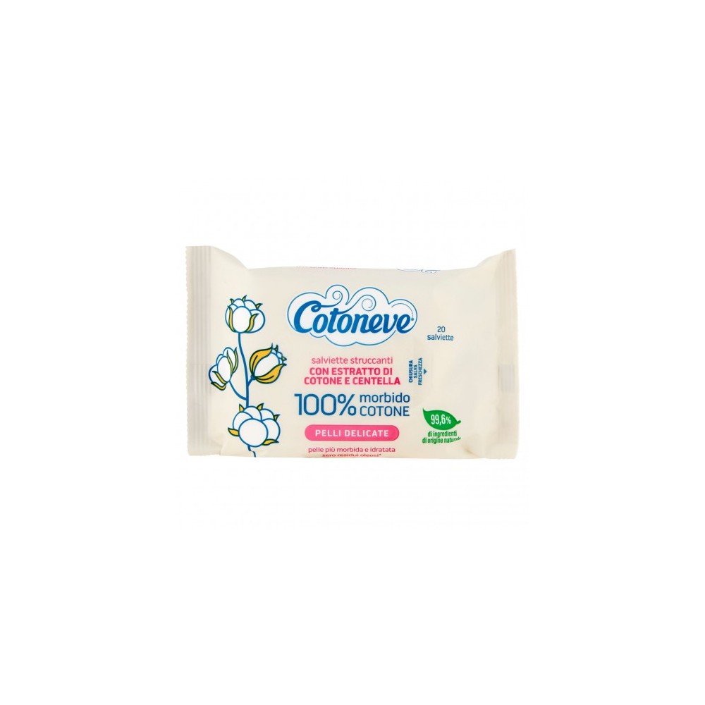 Cotoneve 20 Salviette Struccanti Con Estratto Di Cotone E Centella 