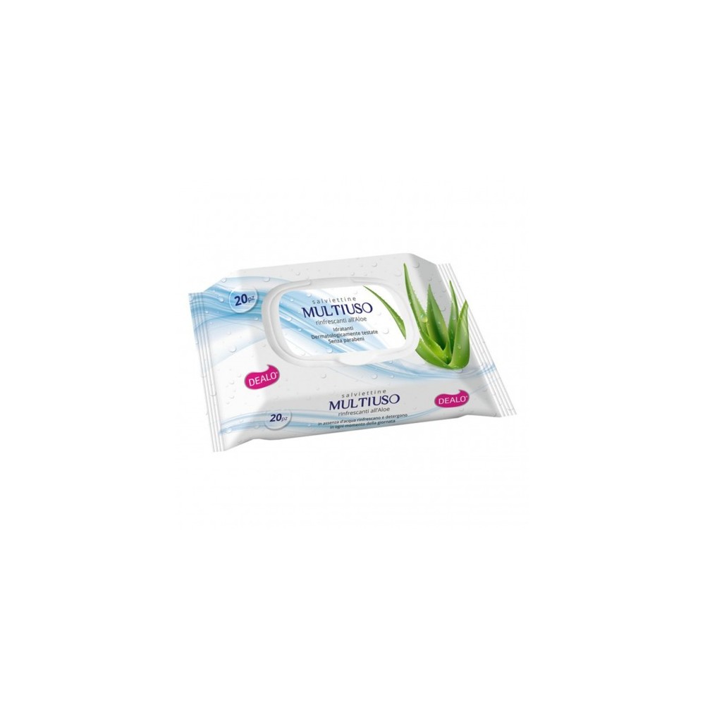 Dealo 20 Salviettine Multiuso Rinfrescanti All'Aloe 