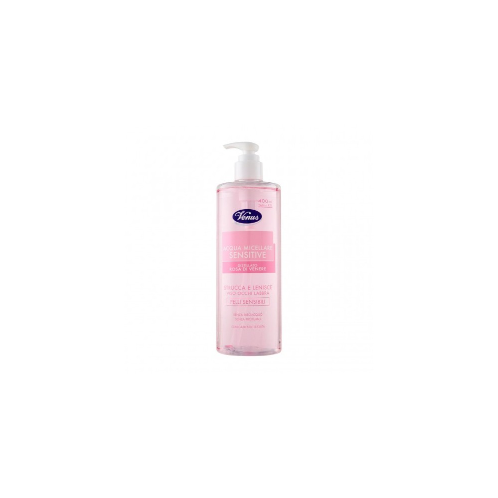 Venus Acqua Micellare Sensitive Distillato Rosa Di Venere - Detergente Struccante Calmante Per Pelli Delicate 400 Ml 