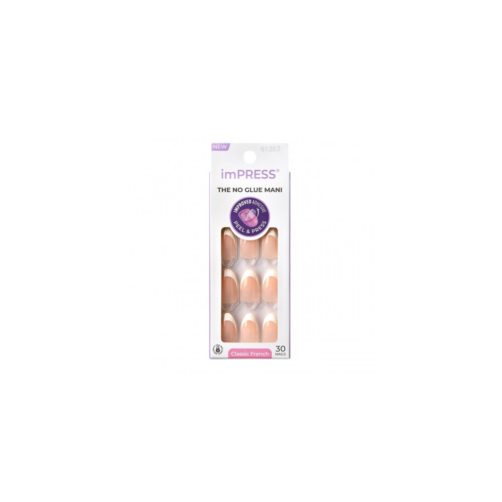 Kiss Impress Impress The No Glue Mani - Classic French 30 Unghie Adesive 