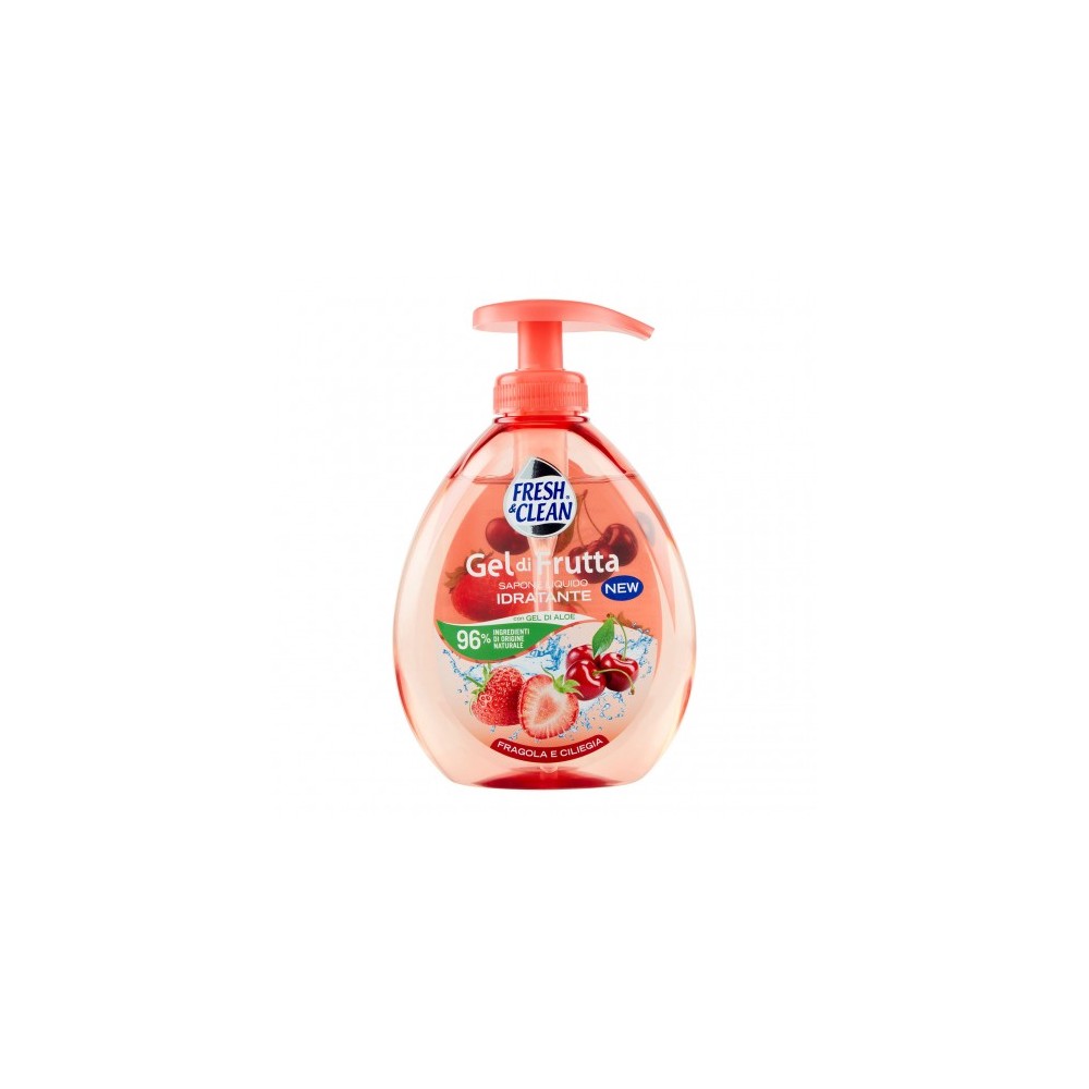 Fresh & Clean Gel Di Frutta Fragola e Ciliegia - Sapone Liquido idratante 300 Ml 